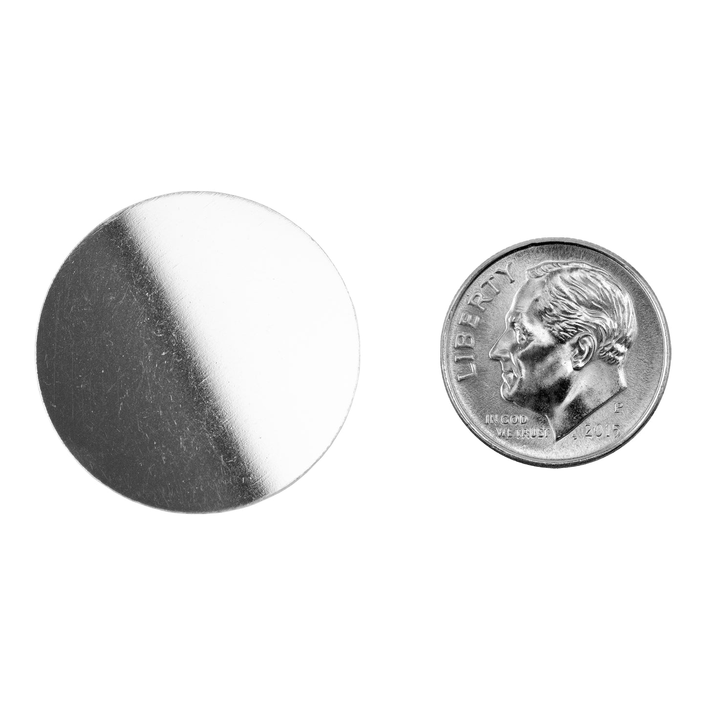 .999 Fine Silver Shape - Circle with dime