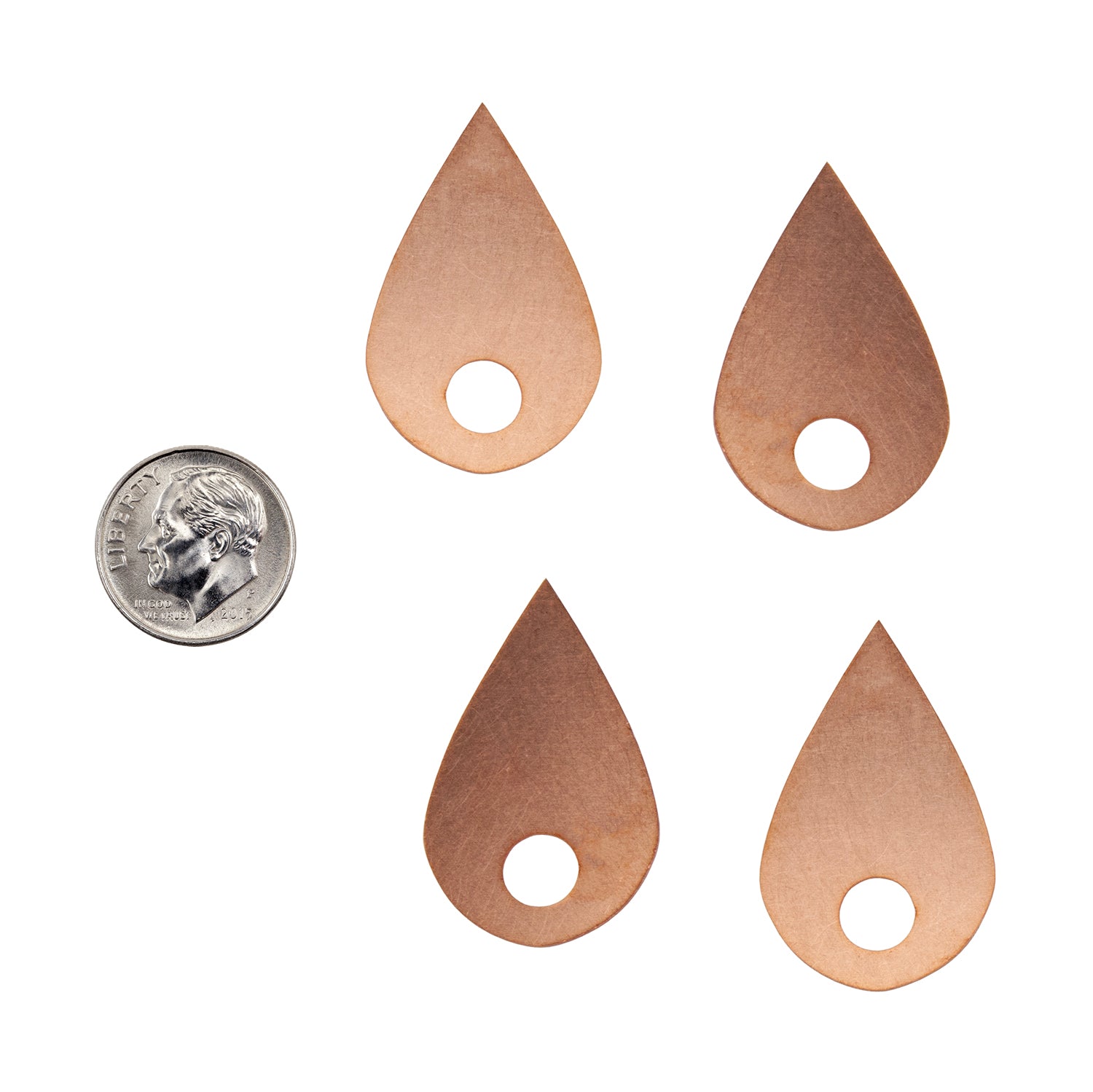 Copper Blanks - Open Pointed Teardrop - Pkg/4 with dime