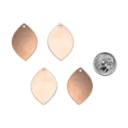 4 Copper Blanks - Leaf with dime