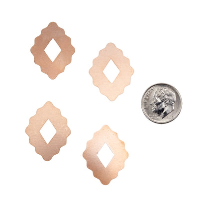Copper Blanks - Wavy Diamond - Pkg/4 with dime