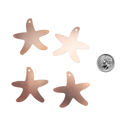Copper Blanks - Starfish - Pkg/4 with dime
