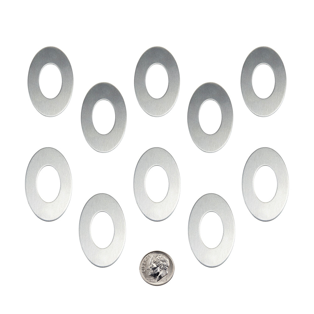 10 Open Oval Aluminum Blanks with dime