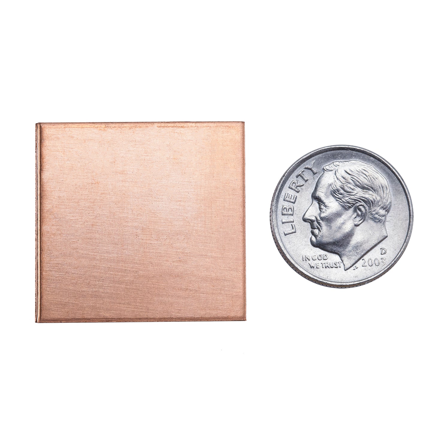 Copper Shape - Square - 1" with dime