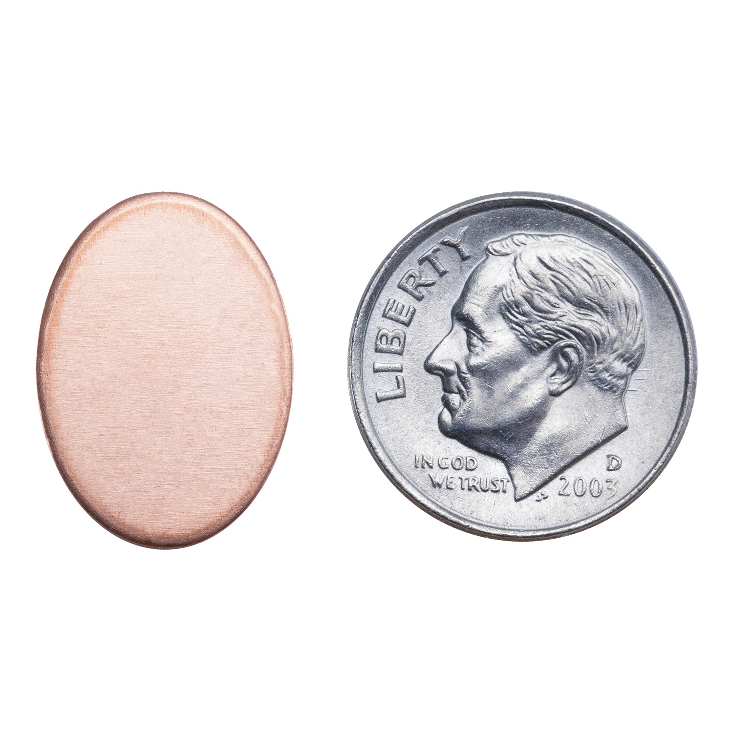 Copper Shape - Oval - 3/4"  with dime