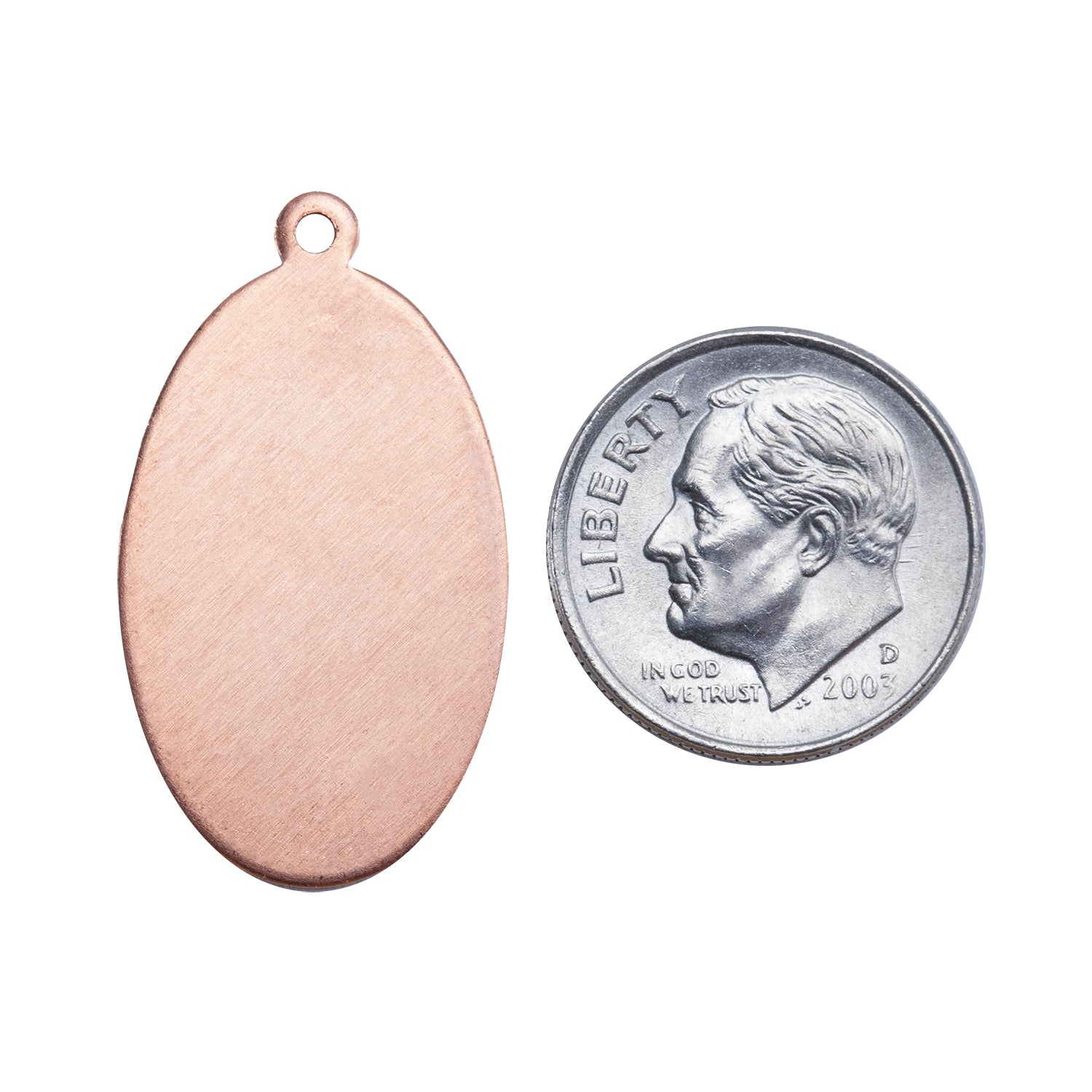 Copper Shape - Oval Pendant - 5/8" x 1-1/8" with dime