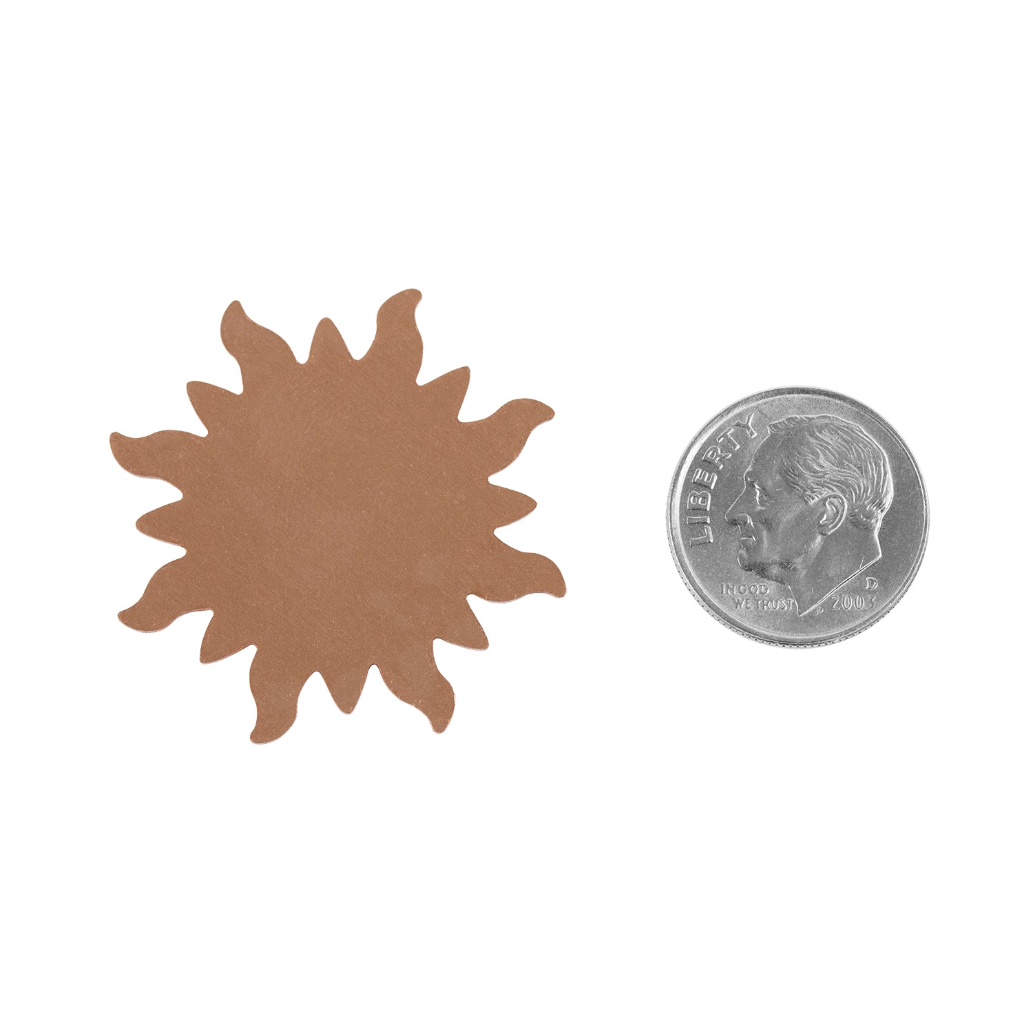 Copper Shape - Sunburst - 1-1/4" - with dime