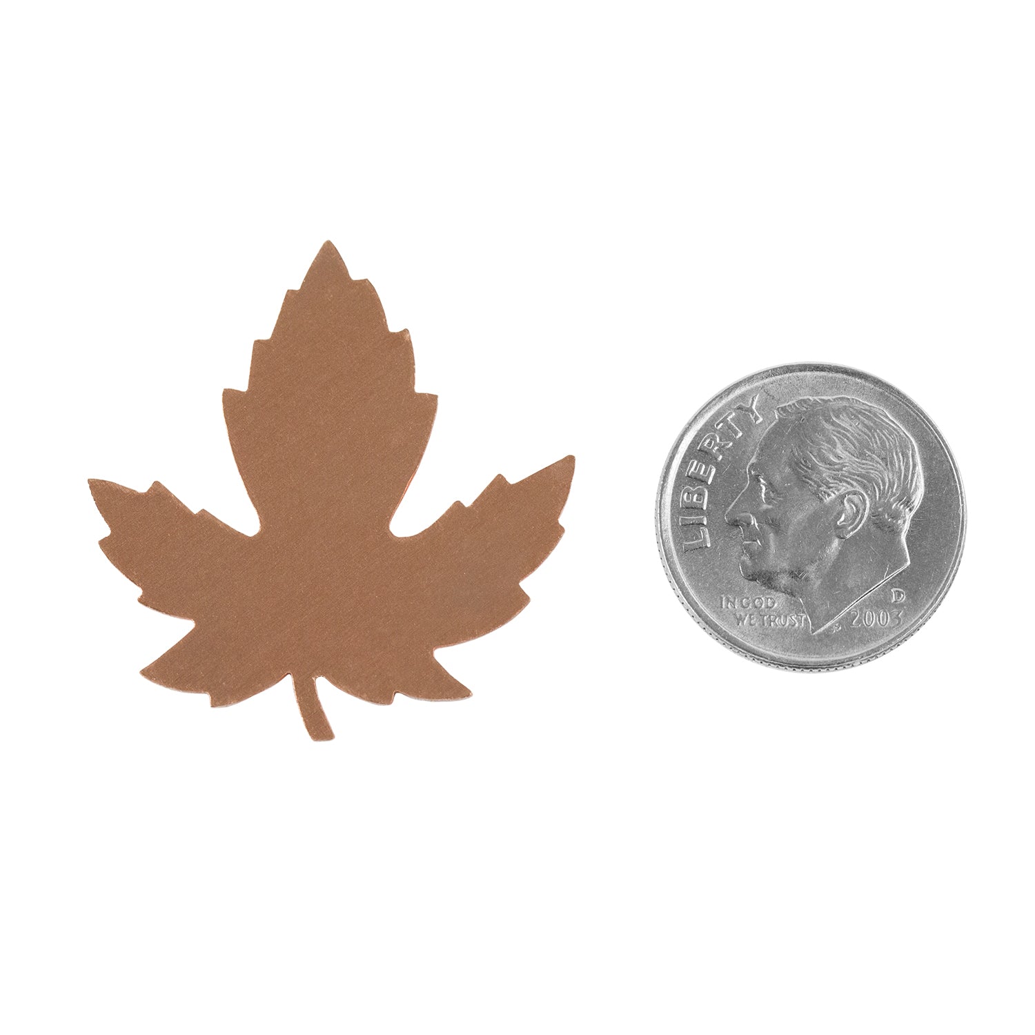 Copper Shape - Maple Leaf - 29mm x 28mm - with dime