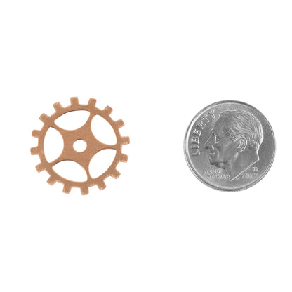 Copper Shape - Gear with Spokes - 3/4" with dime