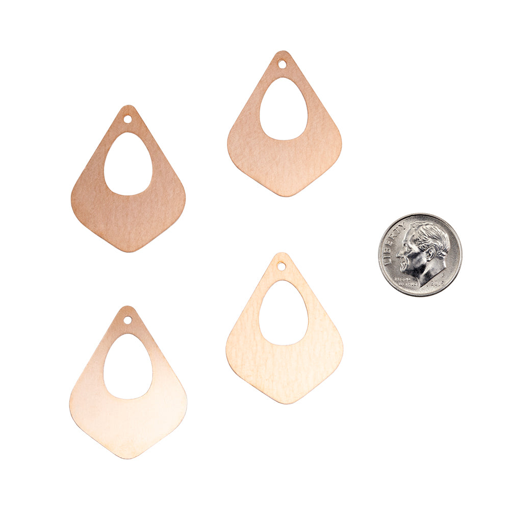 4 Copper Blanks - Open Drop 35mm with dime