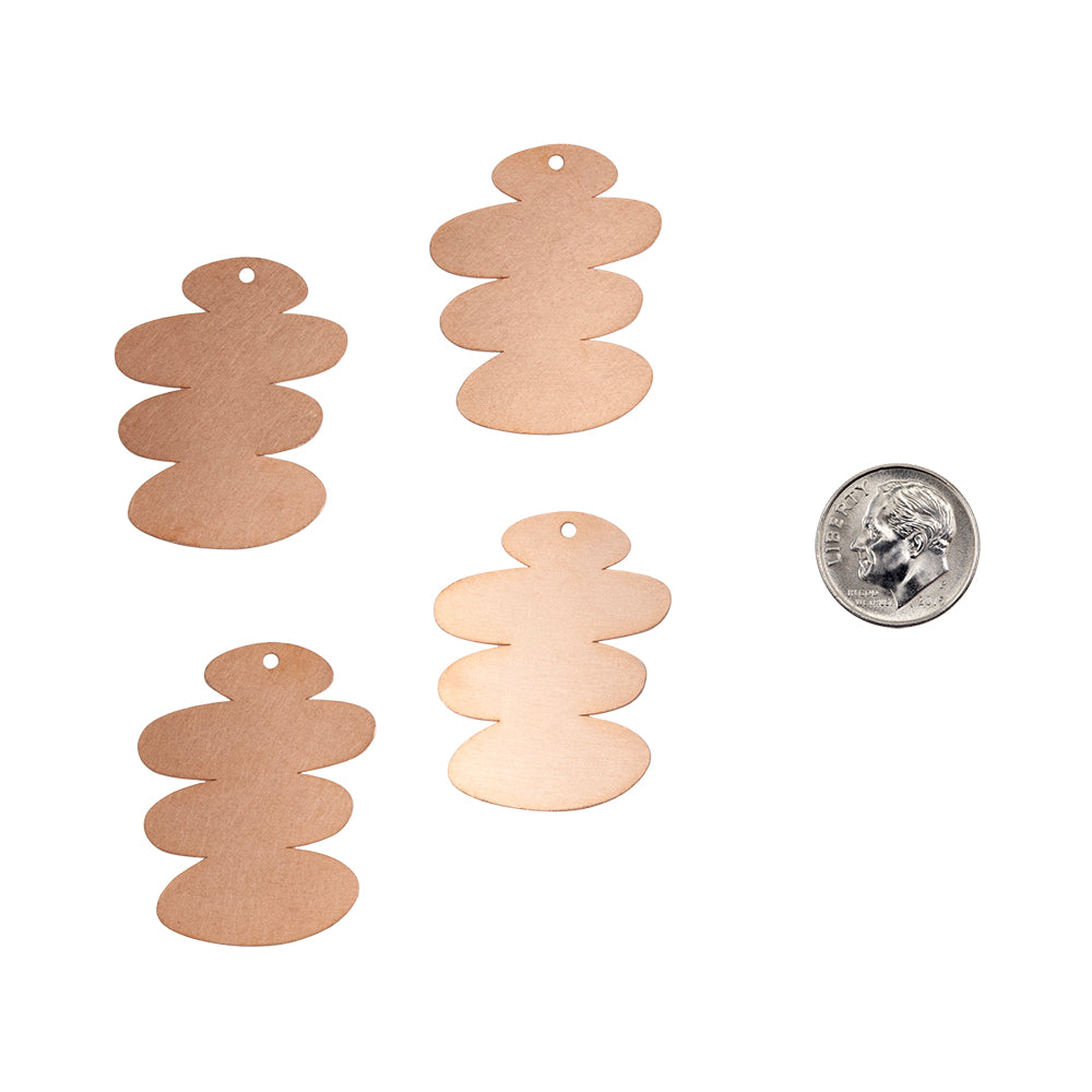 4 Copper Blanks - Squiggle 35mm with dime