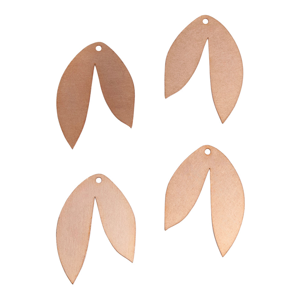 4 Copper Blanks - Leaf Drop 30mm