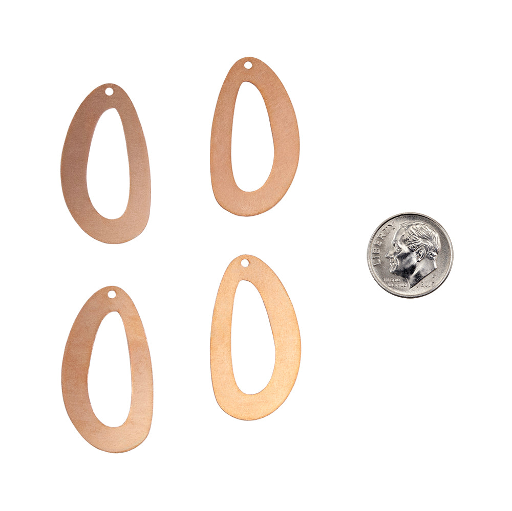 4 Copper Blanks - Open Oval 35mm with dime