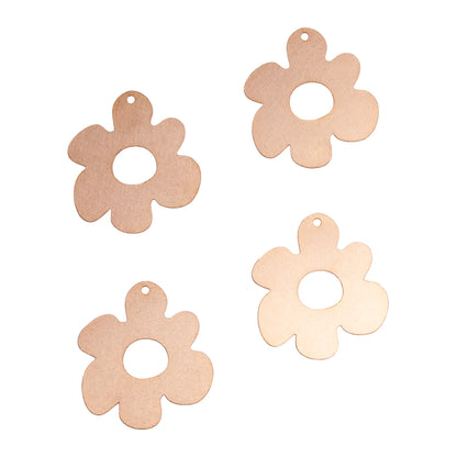 4 Copper Blanks - Open Flower 35mm