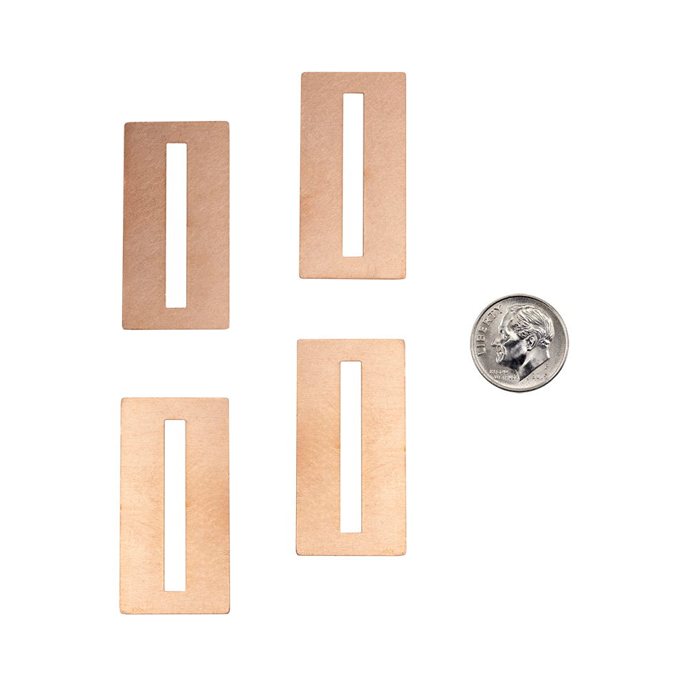 4 Copper Blanks - Open Rectangle 40mm with dime