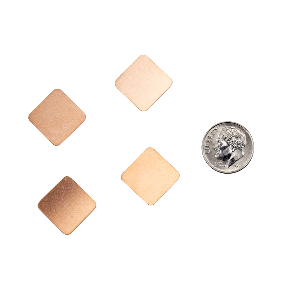 4 Copper Blanks - Rounded Square 15mm with dime