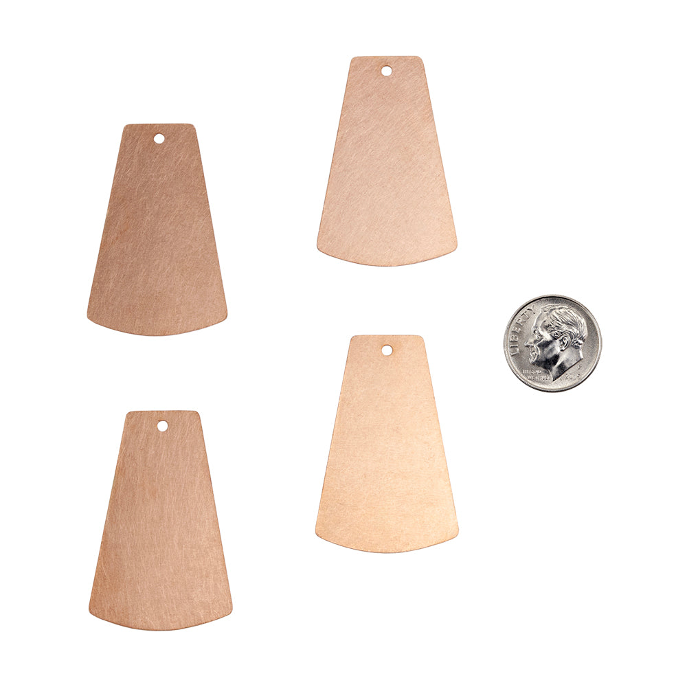 4 Copper Blanks - Tapered Drop 40mm with dime