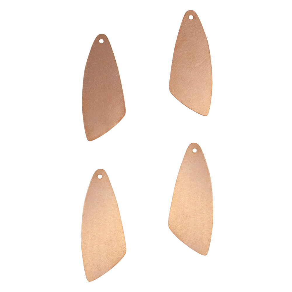 4 Copper Blanks - Angled Drop 50mm