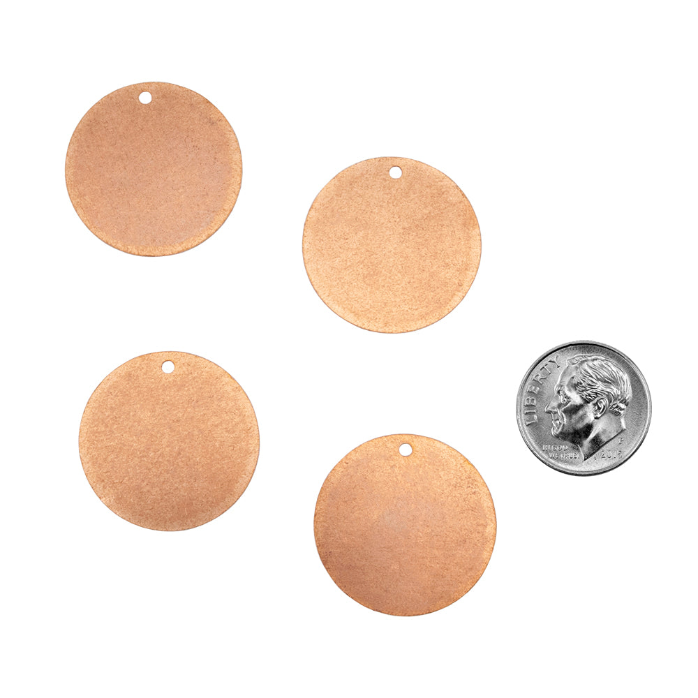 Copper Blanks - Round 25mm or 40mm - Pkg/4 with dime