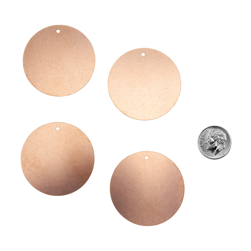 Copper Blanks - Round  40mm - Pkg/4 with dime