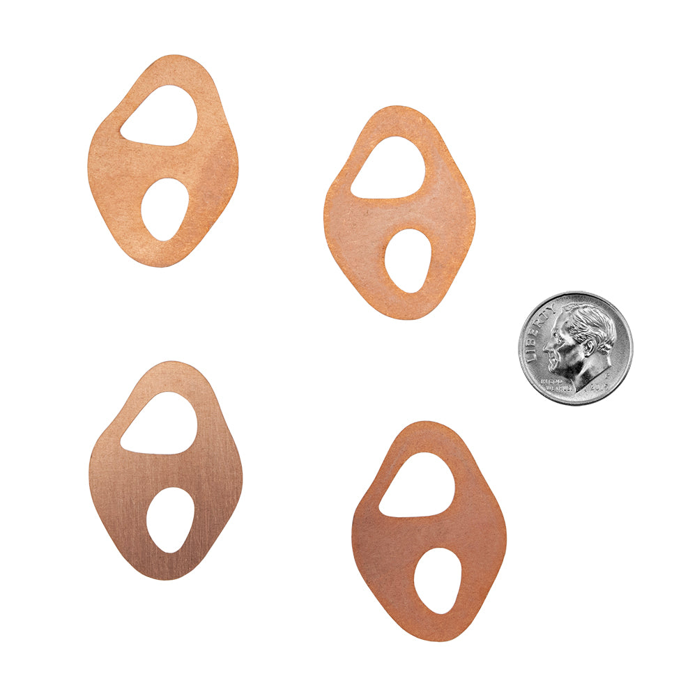 Copper Blanks - Open Abstract 30mm - Pkg/4 with dime