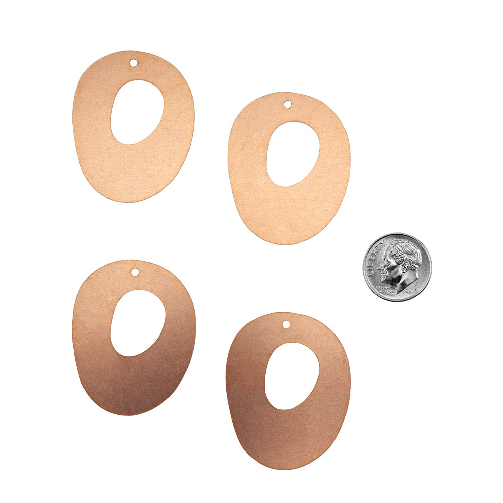 Copper Blanks - Fat Open Oval 40mm - Pkg/4 with dime