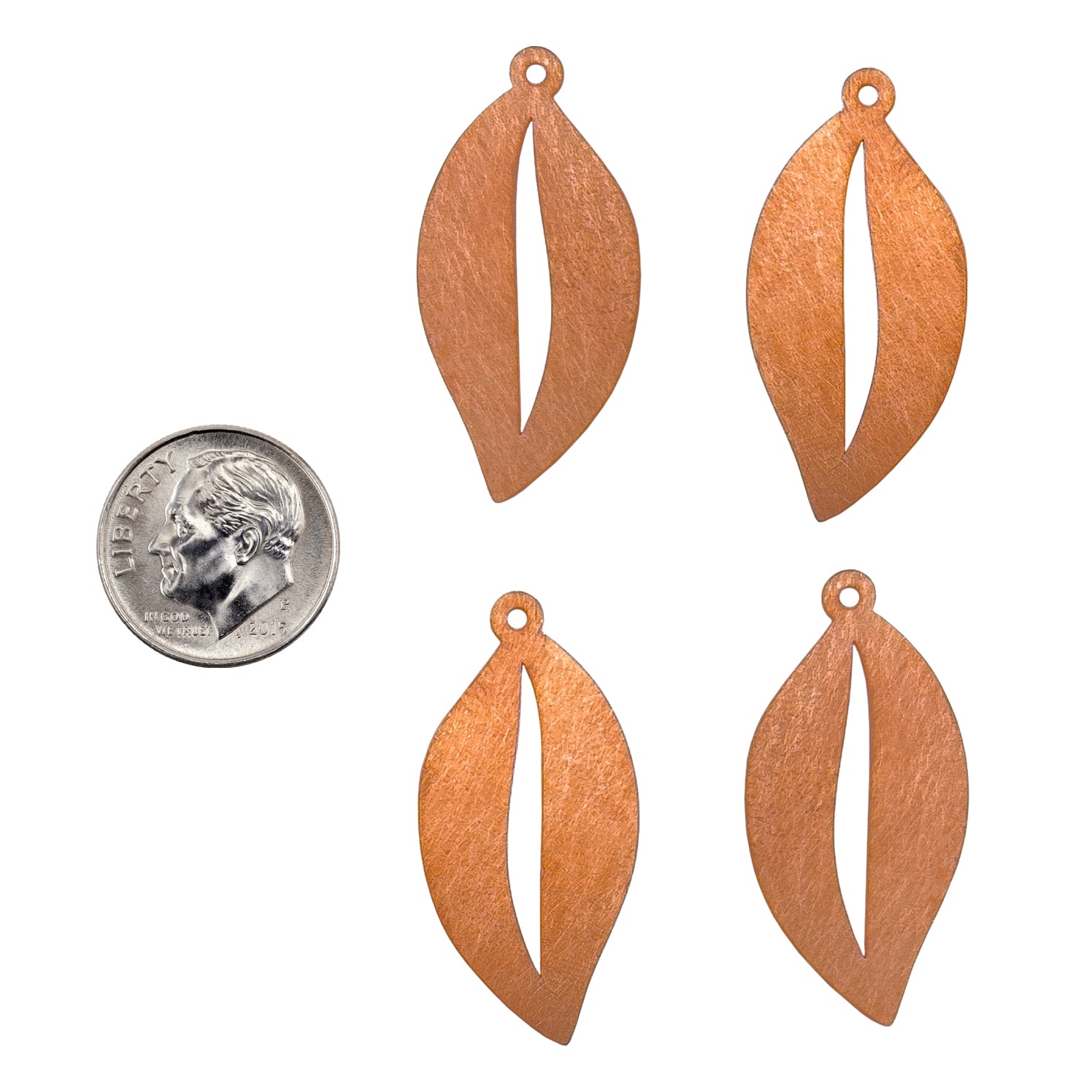 Copper Blanks - Open Leaf - Pkg/4 with dime