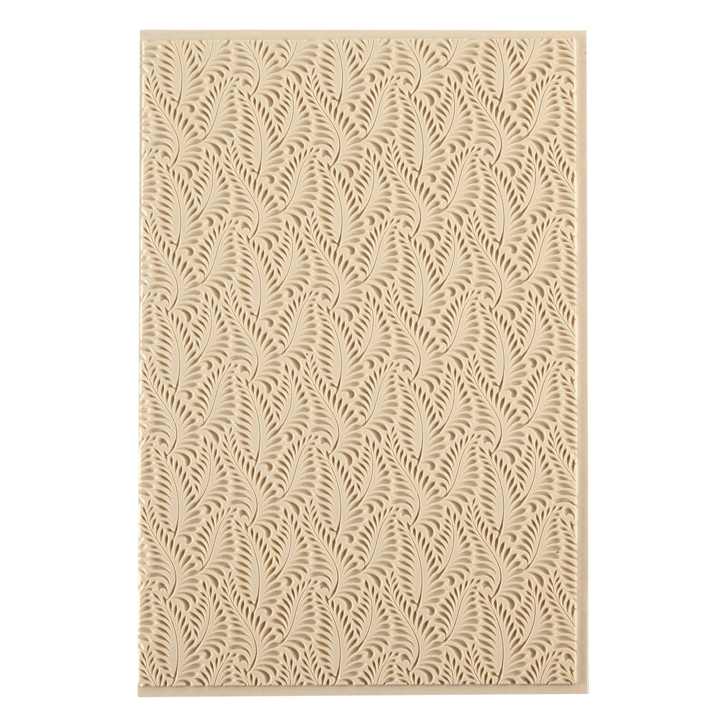 Mega Texture Tile - Crown Fern Embossed. Use to impress texture in soft clays. Mega Texture Tiles are perfect for projects both large and small. Mega Tiles measure 9-1/4" x 6" and are about 7 times larger than Texture Tiles. These textures are flexible, washable and can be used with any soft clay.