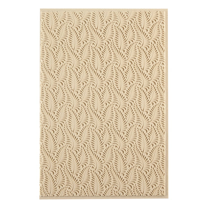 Mega Texture Tile - Crown Fern Embossed. Use to impress texture in soft clays. Mega Texture Tiles are perfect for projects both large and small. Mega Tiles measure 9-1/4" x 6" and are about 7 times larger than Texture Tiles. These textures are flexible, washable and can be used with any soft clay.