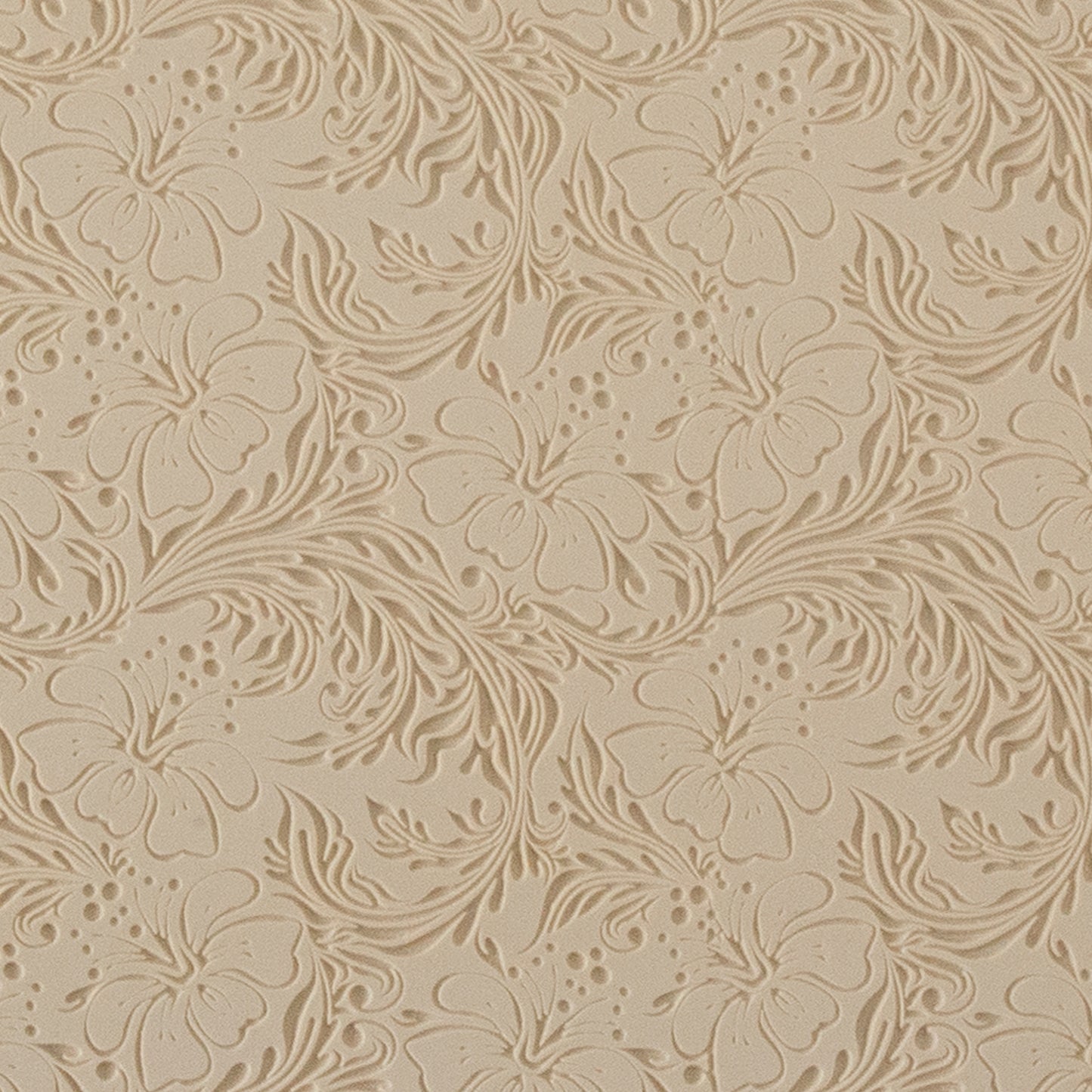 Mega Texture Tile - Hibiscus Embossed. Use to impress texture in soft clays. Mega Texture Tiles are perfect for projects both large and small. Mega Tiles measure 9-1/4" x 6" and are about 7 times larger than Texture Tiles. These textures are flexible, washable and can be used with any soft clay.