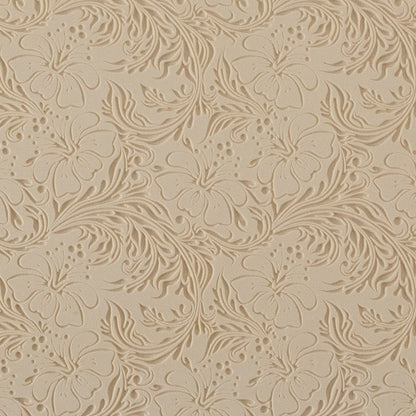 Mega Texture Tile - Hibiscus Embossed. Use to impress texture in soft clays. Mega Texture Tiles are perfect for projects both large and small. Mega Tiles measure 9-1/4" x 6" and are about 7 times larger than Texture Tiles. These textures are flexible, washable and can be used with any soft clay.