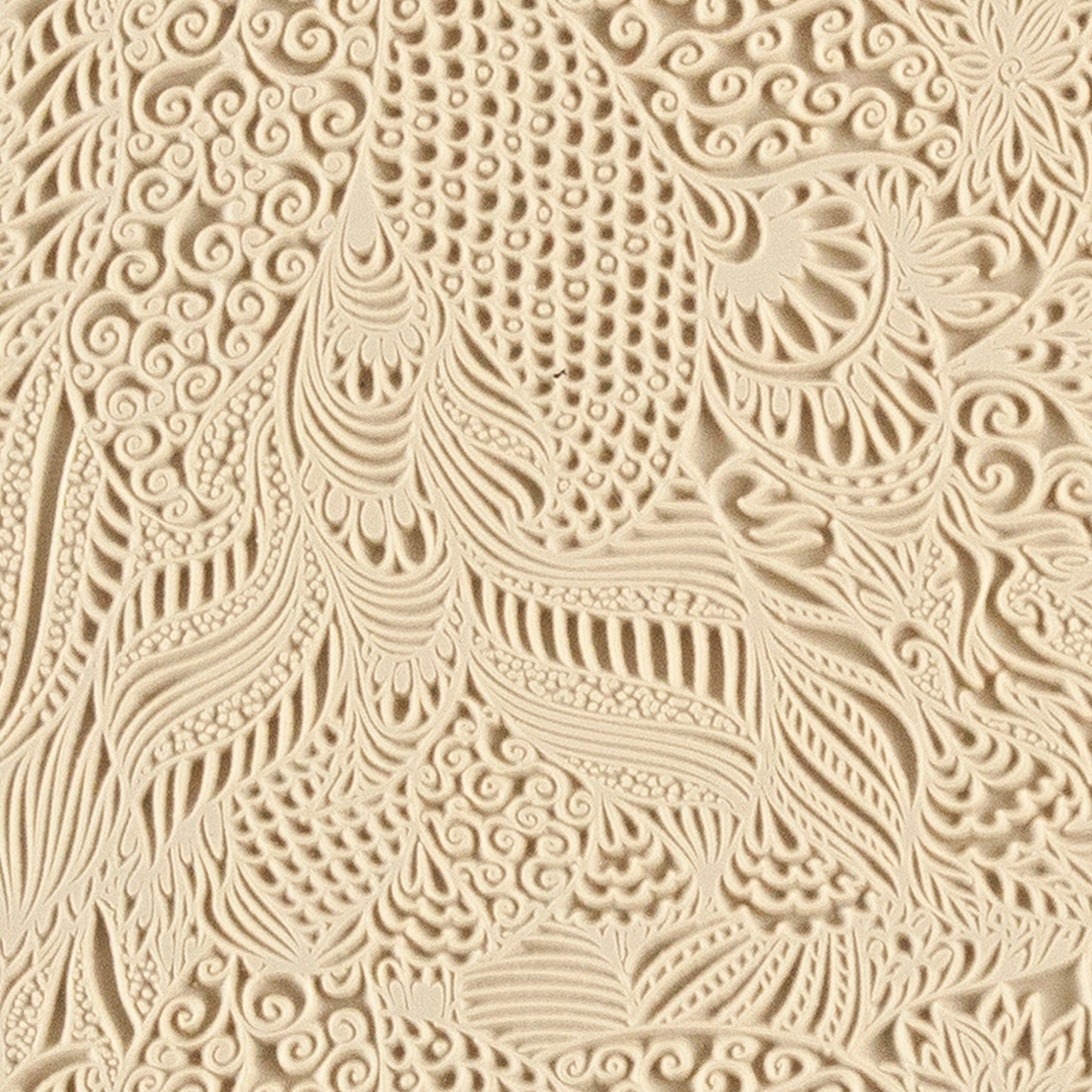 Mega Texture Tile - Jungle Love. Use to impress texture in soft clays. Mega Texture Tiles are perfect for projects both large and small. Mega Tiles measure 9-1/4" x 6" and are about 7 times larger than Texture Tiles. These textures are flexible, washable and can be used with any soft clay.