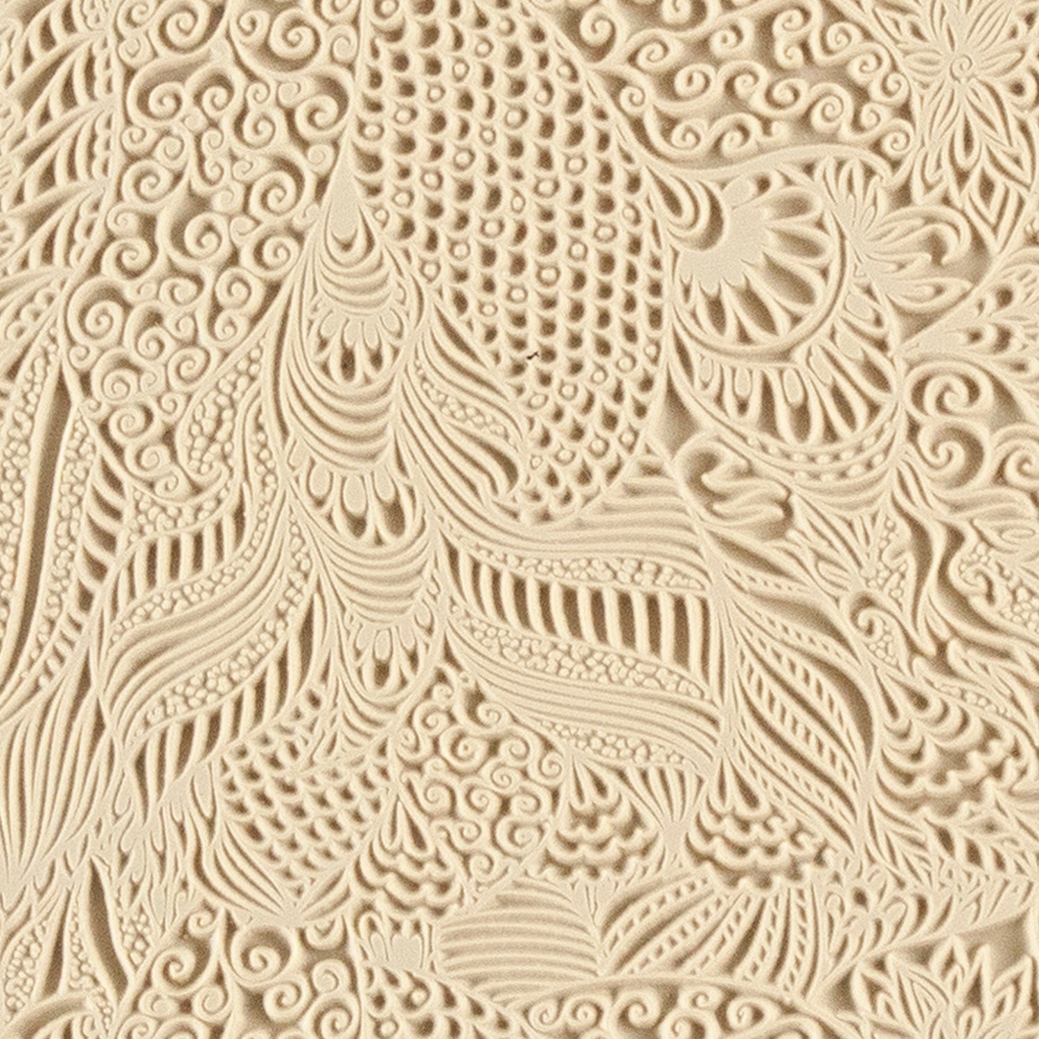 Mega Texture Tile - Jungle Love. Use to impress texture in soft clays. Mega Texture Tiles are perfect for projects both large and small. Mega Tiles measure 9-1/4" x 6" and are about 7 times larger than Texture Tiles. These textures are flexible, washable and can be used with any soft clay.