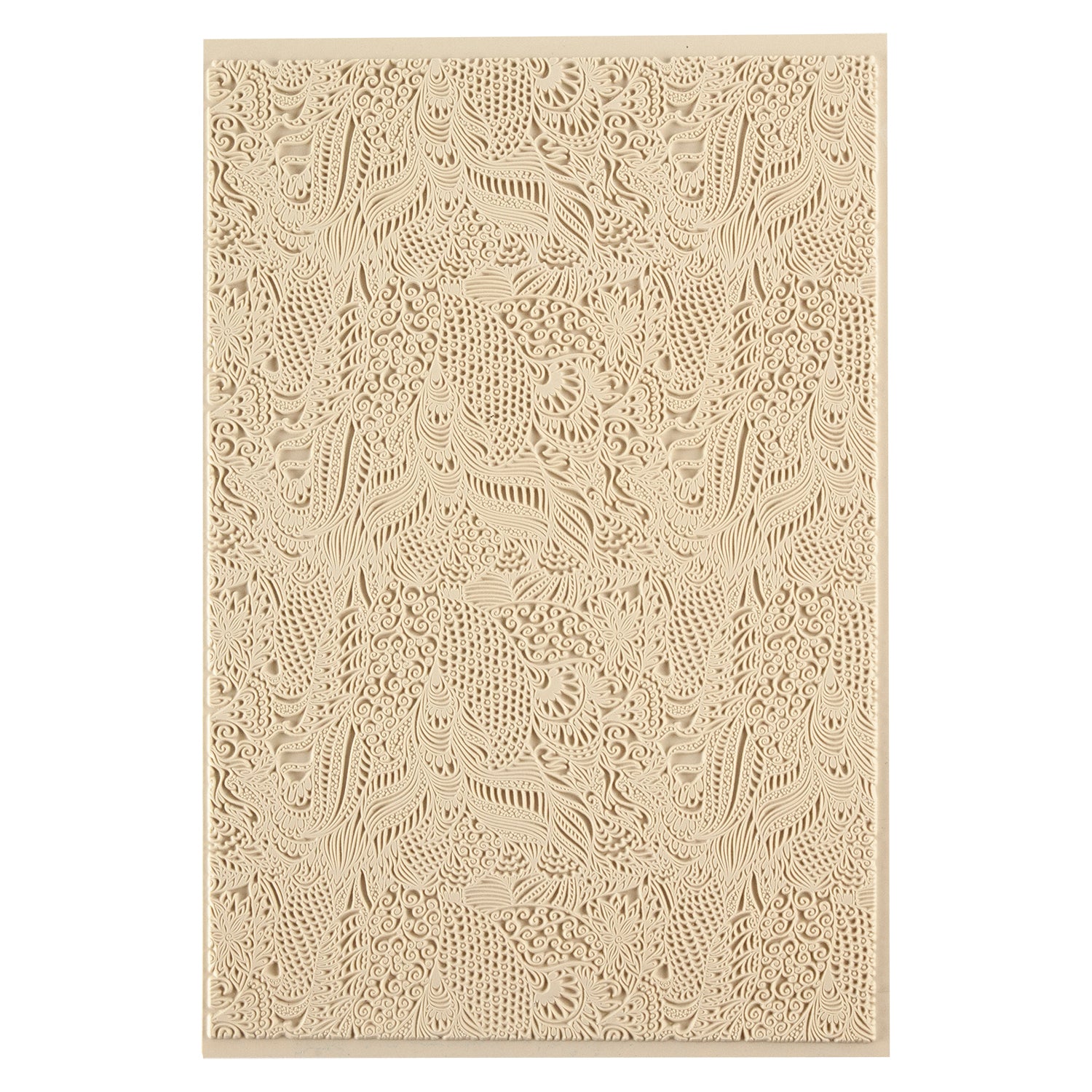 Mega Texture Tile - Jungle Love. Use to impress texture in soft clays. Mega Texture Tiles are perfect for projects both large and small. Mega Tiles measure 9-1/4" x 6" and are about 7 times larger than Texture Tiles. These textures are flexible, washable and can be used with any soft clay.