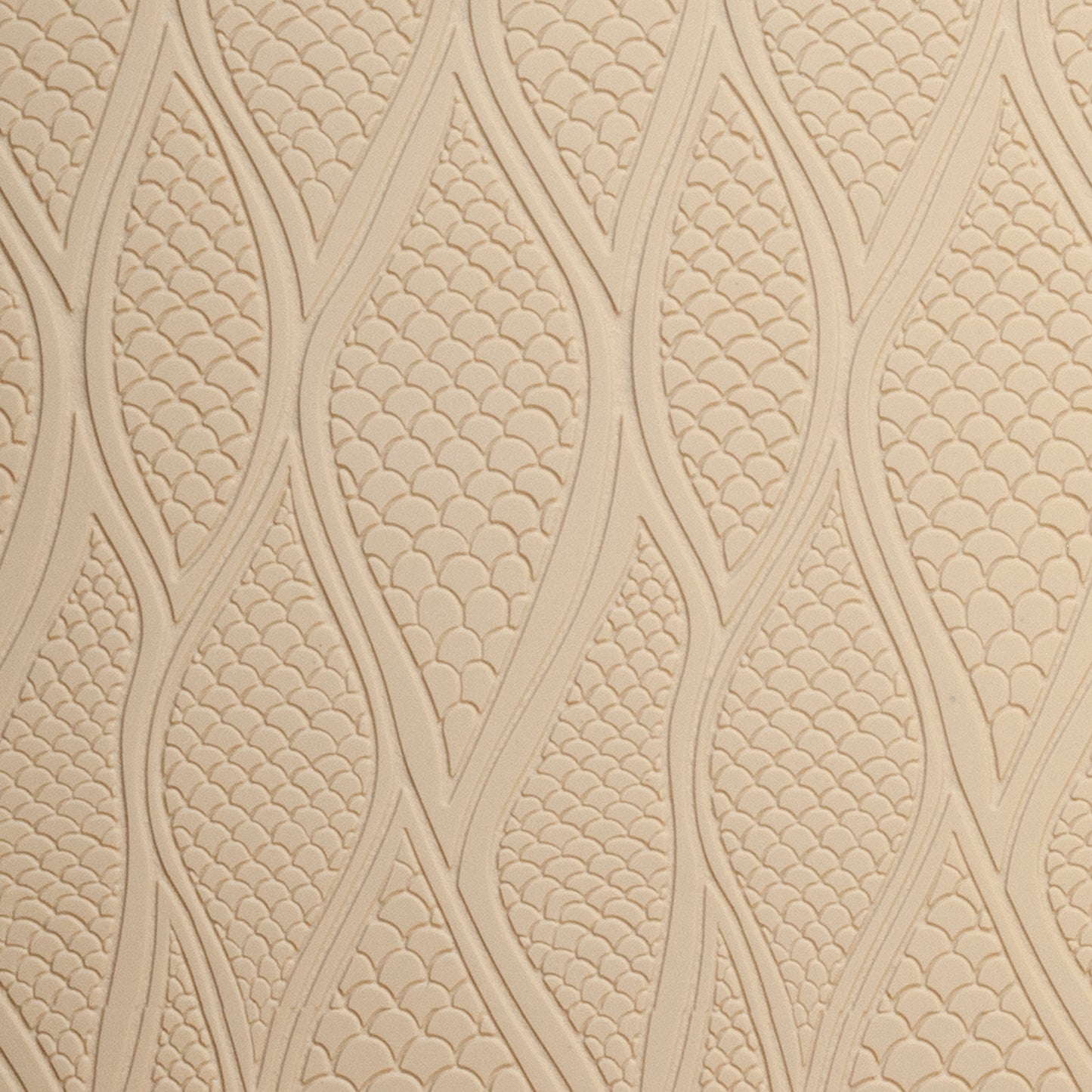 Mega Texture Tile - Be Scaled Embossed. Use to impress texture in soft clays. Mega Texture Tiles are perfect for projects both large and small. Mega Tiles measure 9-1/4" x 6" and are about 7 times larger than Texture Tiles. These textures are flexible, washable and can be used with any soft clay.