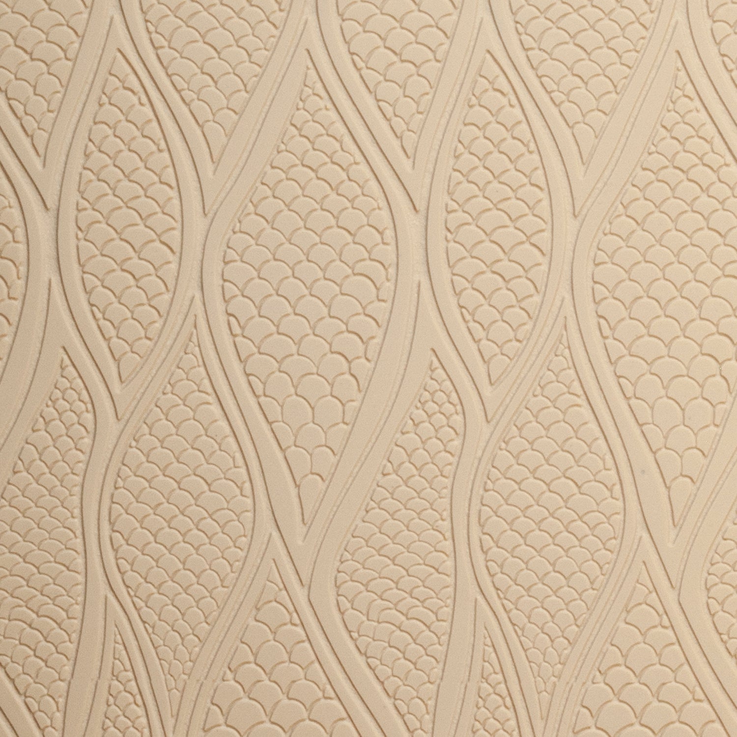 Mega Texture Tile - Be Scaled Embossed. Use to impress texture in soft clays. Mega Texture Tiles are perfect for projects both large and small. Mega Tiles measure 9-1/4" x 6" and are about 7 times larger than Texture Tiles. These textures are flexible, washable and can be used with any soft clay.