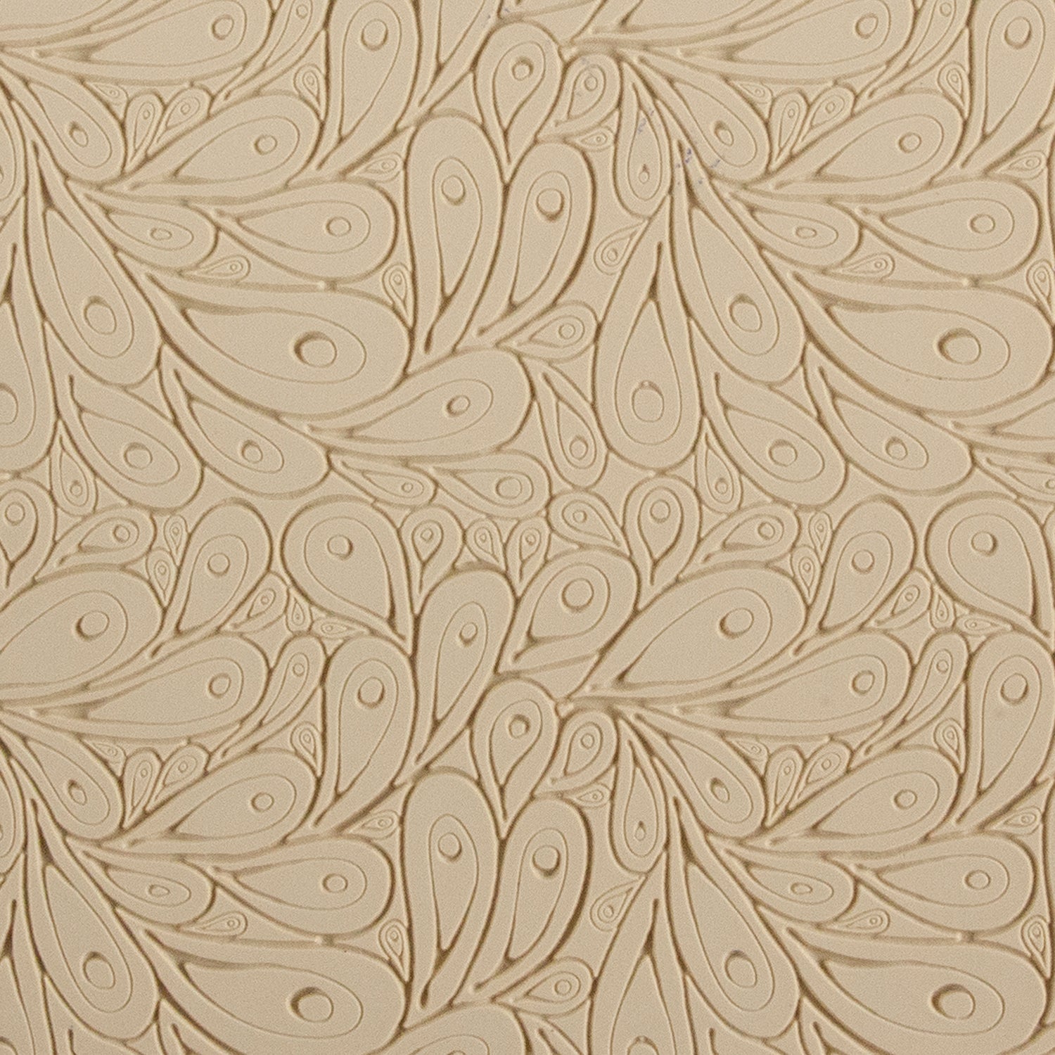 Mega Texture Tile - Peacock. Use to impress texture in soft clays. Mega Texture Tiles are perfect for projects both large and small. Mega Tiles measure 9-1/4" x 6" and are about 7 times larger than Texture Tiles. These textures are flexible, washable and can be used with any soft clay.