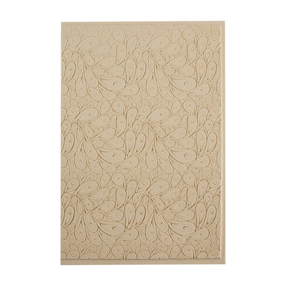 Mega Texture Tile - Peacock. Use to impress texture in soft clays. Mega Texture Tiles are perfect for projects both large and small. Mega Tiles measure 9-1/4" x 6" and are about 7 times larger than Texture Tiles. These textures are flexible, washable and can be used with any soft clay.