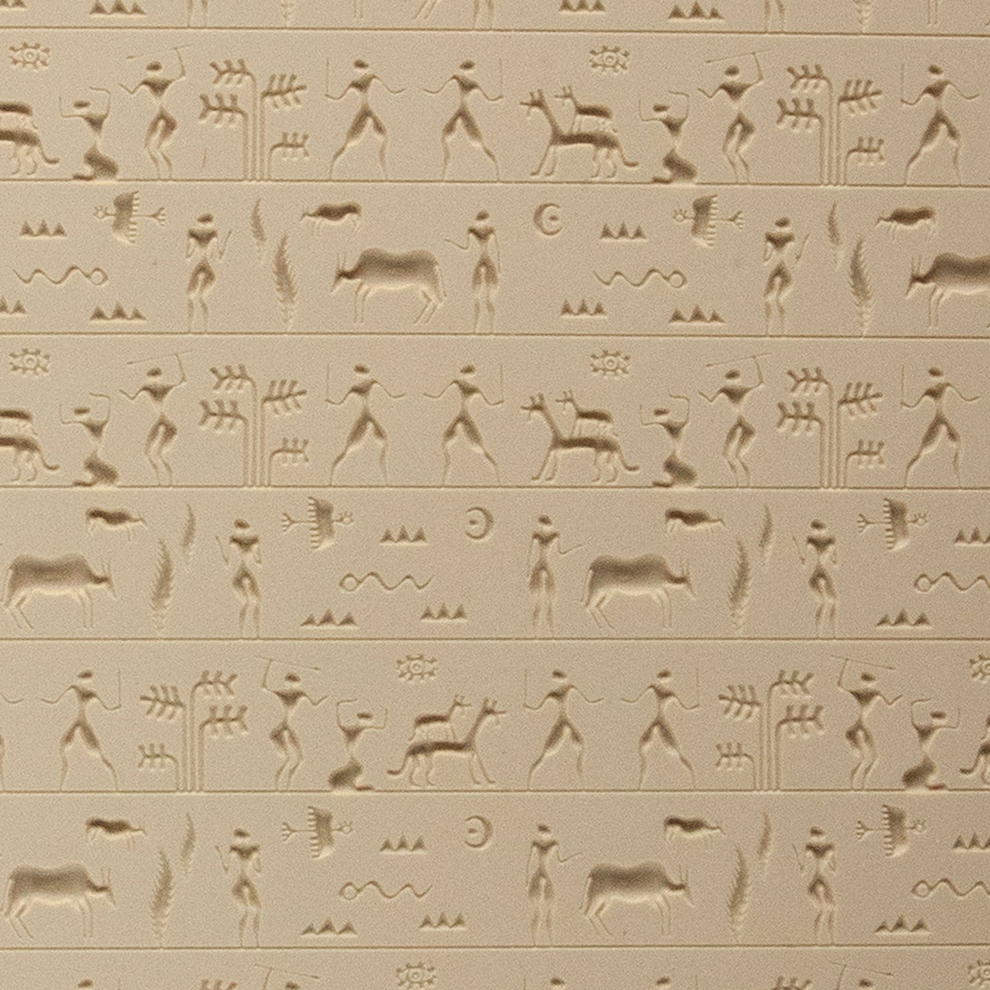 Mega Texture Tile - Ancient Hunt Fineline Use to impress texture in soft clays. Mega Texture Tiles are perfect for projects both large and small. Mega Tiles measure 9-1/4" x 6" and are about 7 times larger than Texture Tiles. These textures are flexible, washable and can be used with any soft clay.