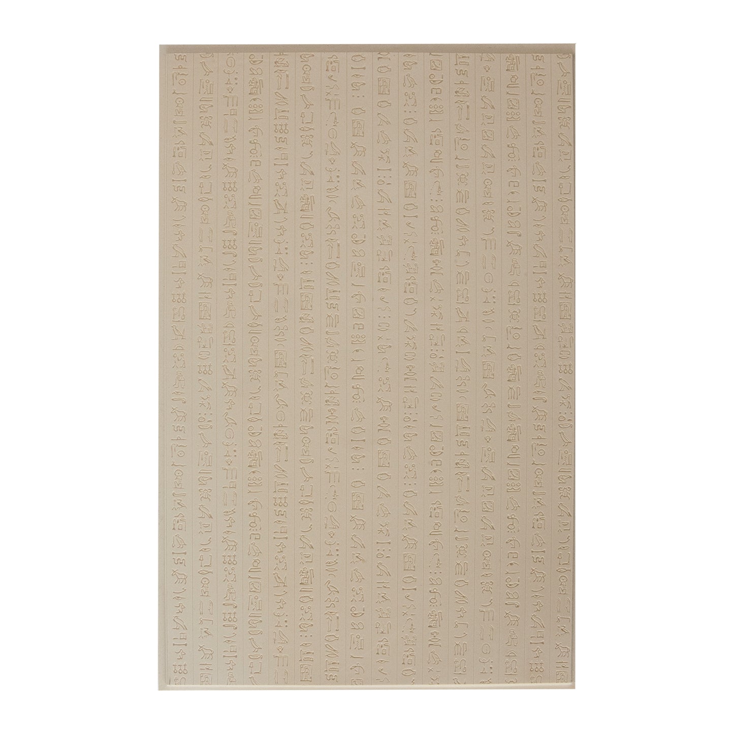 Mega Texture Tile - Hieroglyphics Fineline. Use to impress texture in soft clays. Mega Texture Tiles are perfect for projects both large and small. Mega Tiles measure 9-1/4" x 6" and are about 7 times larger than Texture Tiles. These textures are flexible, washable and can be used with any soft clay.