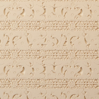 Mega Texture Tile - Dancing Spirits Fineline. Use to impress texture in soft clays. Mega Texture Tiles are perfect for projects both large and small. Mega Tiles measure 9-1/4" x 6" and are about 7 times larger than Texture Tiles. These textures are flexible, washable and can be used with any soft clay.