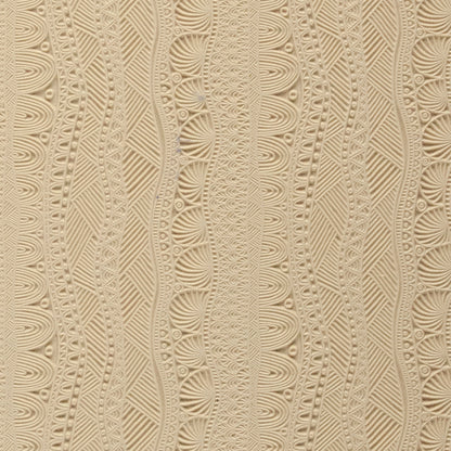 Mega Texture Tile - Borders & Silhouettes. Use to impress texture in soft clays. Mega Texture Tiles are perfect for projects both large and small. Mega Tiles measure 9-1/4" x 6" and are about 7 times larger than Texture Tiles. These textures are flexible, washable and can be used with any soft clay.