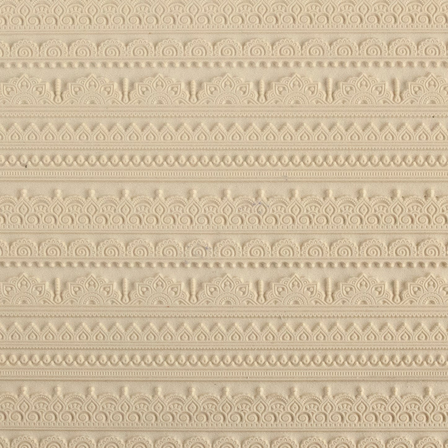 Mega Texture Tile - Mehndi Borders. Use to impress texture in soft clays. Mega Texture Tiles are perfect for projects both large and small. Mega Tiles measure 9-1/4" x 6" and are about 7 times larger than Texture Tiles. These textures are flexible, washable and can be used with any soft clay.