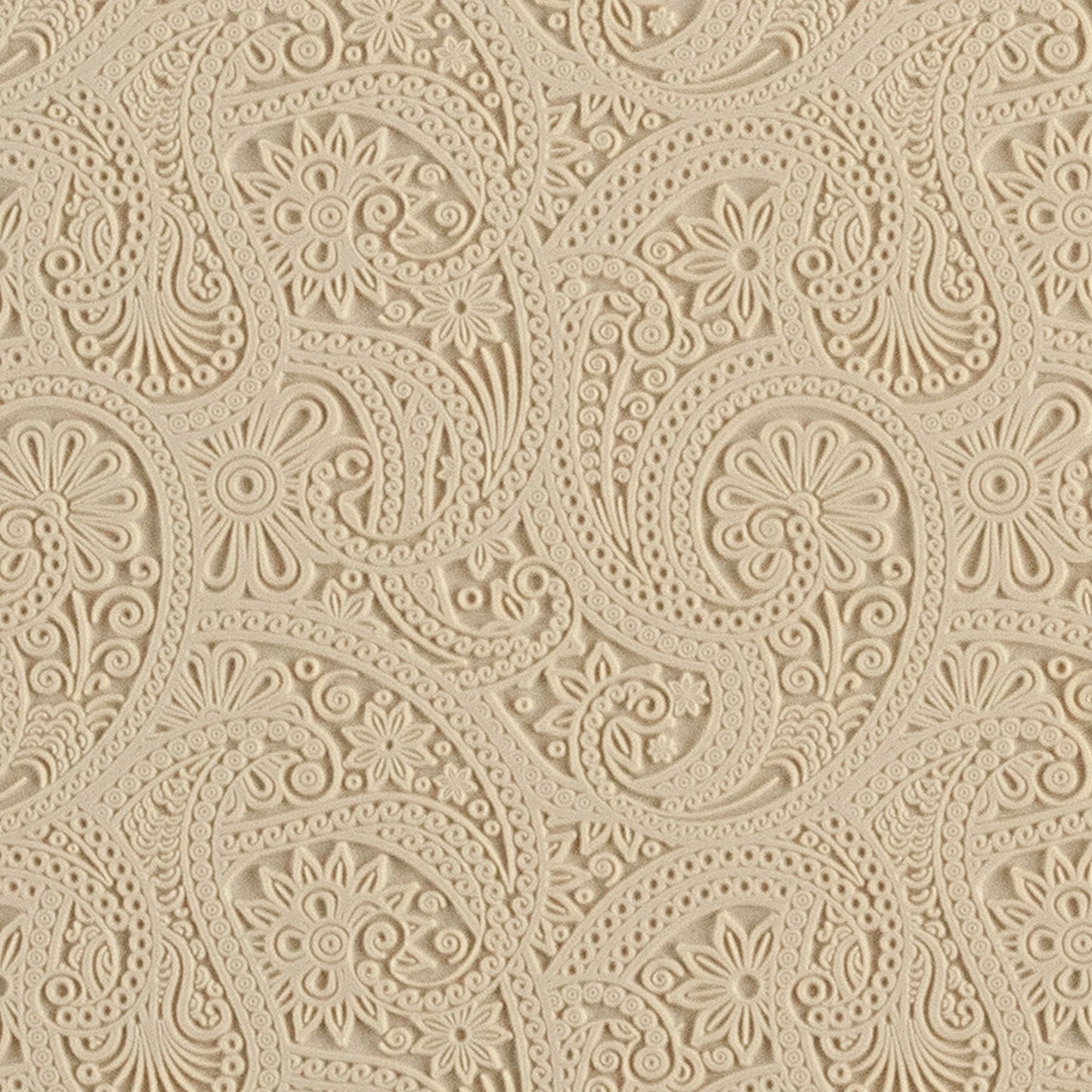 Mega Texture Tile - Eastern Paisley. Use to impress texture in soft clays. Mega Texture Tiles are perfect for projects both large and small. Mega Tiles measure 9-1/4" x 6" and are about 7 times larger than Texture Tiles. These textures are flexible, washable and can be used with any soft clay.