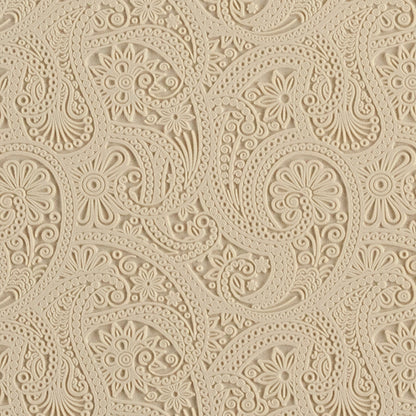 Mega Texture Tile - Eastern Paisley. Use to impress texture in soft clays. Mega Texture Tiles are perfect for projects both large and small. Mega Tiles measure 9-1/4" x 6" and are about 7 times larger than Texture Tiles. These textures are flexible, washable and can be used with any soft clay.