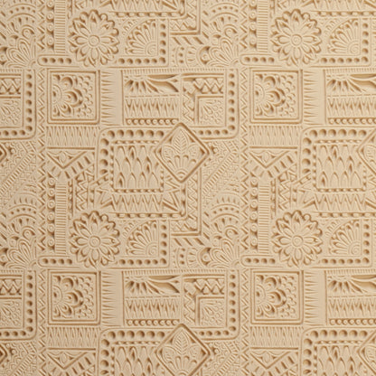 Mega Texture Tile - Botany Borders. Use to impress texture in soft clays. Mega Texture Tiles are perfect for projects both large and small. Mega Tiles measure 9-1/4" x 6" and are about 7 times larger than Texture Tiles. These textures are flexible, washable and can be used with any soft clay.
