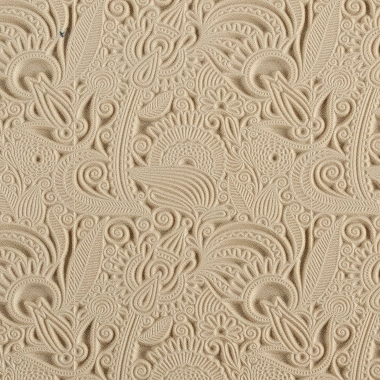 Mega Texture Tile - Flower Doodle. Use to impress texture in soft clays. Mega Texture Tiles are perfect for projects both large and small. Mega Tiles measure 9-1/4" x 6" and are about 7 times larger than Texture Tiles. These textures are flexible, washable and can be used with any soft clay.