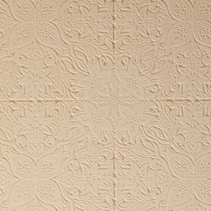 Mega Texture Tile - Woodcut Floral. Use to impress texture in soft clays. Mega Texture Tiles are perfect for projects both large and small. Mega Tiles measure 9-1/4" x 6" and are about 7 times larger than Texture Tiles. These textures are flexible, washable and can be used with any soft clay.