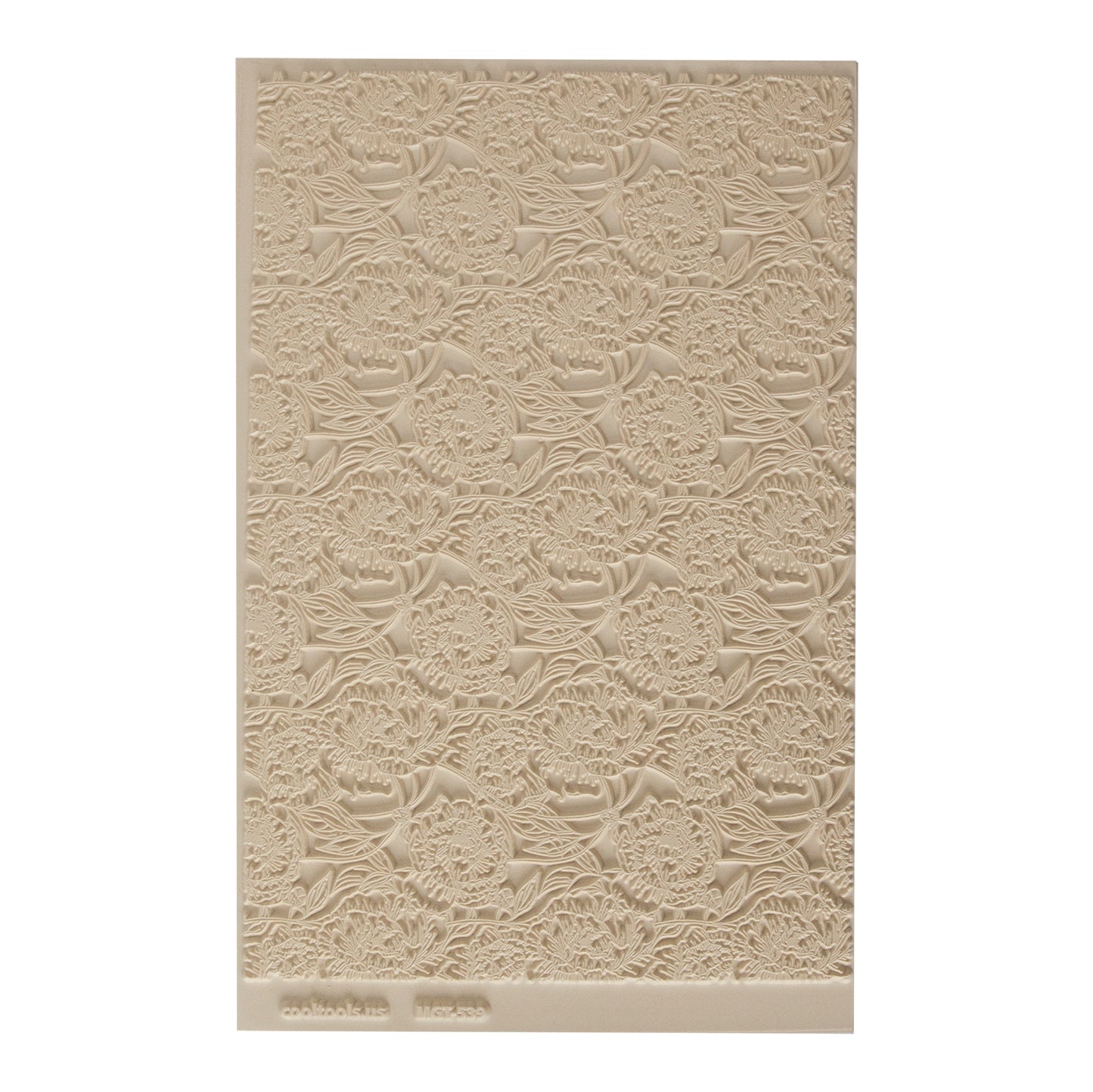 Mega Texture Tile - Peony Wallpaper. Use to impress texture in soft clays. Mega Texture Tiles are perfect for projects both large and small. Mega Tiles measure 9-1/4" x 6" and are about 7 times larger than Texture Tiles. These textures are flexible, washable and can be used with any soft clay.