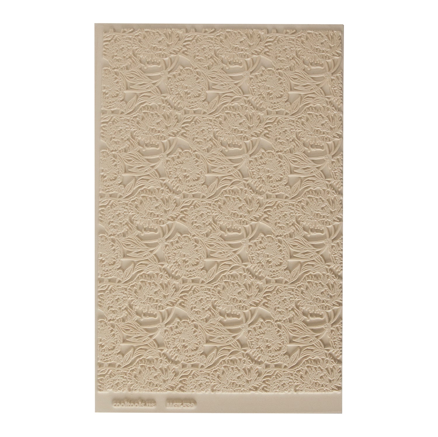 Mega Texture Tile - Peony Wallpaper. Use to impress texture in soft clays. Mega Texture Tiles are perfect for projects both large and small. Mega Tiles measure 9-1/4" x 6" and are about 7 times larger than Texture Tiles. These textures are flexible, washable and can be used with any soft clay.
