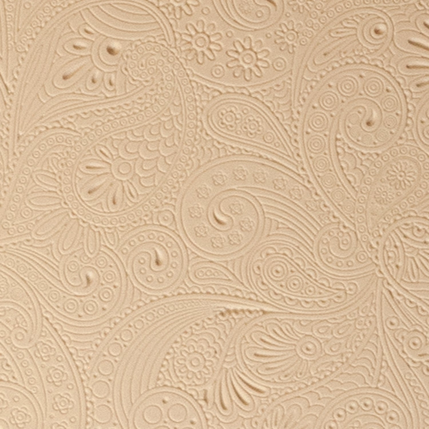 Mega Texture Tile - Waves of Paisley Embossed. Use to impress texture in soft clays. Mega Texture Tiles are perfect for projects both large and small. Mega Tiles measure 9-1/4" x 6" and are about 7 times larger than Texture Tiles. These textures are flexible, washable and can be used with any soft clay.